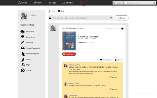 orelha do livro feed